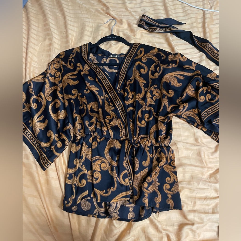 Black and Gold Kimono Top